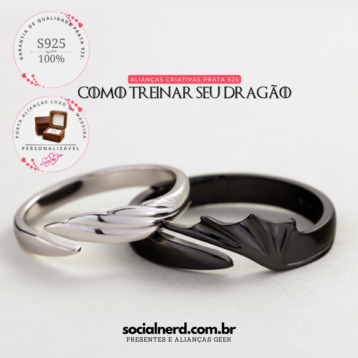 Alianças Como Treinar Seu Dragão Prata 925 Esterlina – Socialnerd GeekWear
