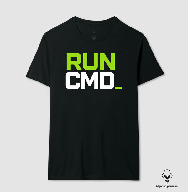 Camiseta Programador RUN CMD Algodão Peruano