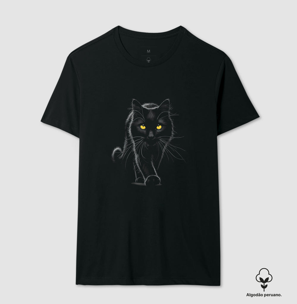 Camiseta Gato Preto Algodão Peruano
