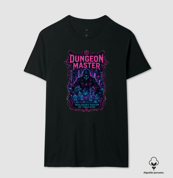 Camiseta RPG Dungeon Master Realidades Nascem No Tabuleiro Algodão Peruano