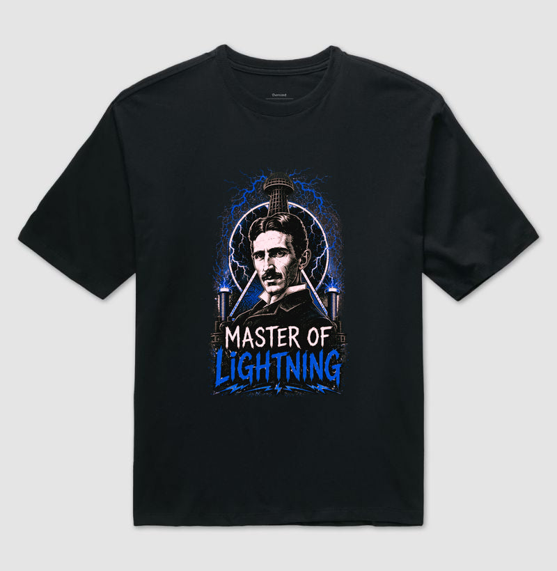 Camiseta Ciência Master Of Lightning Nikola Tesla Oversized