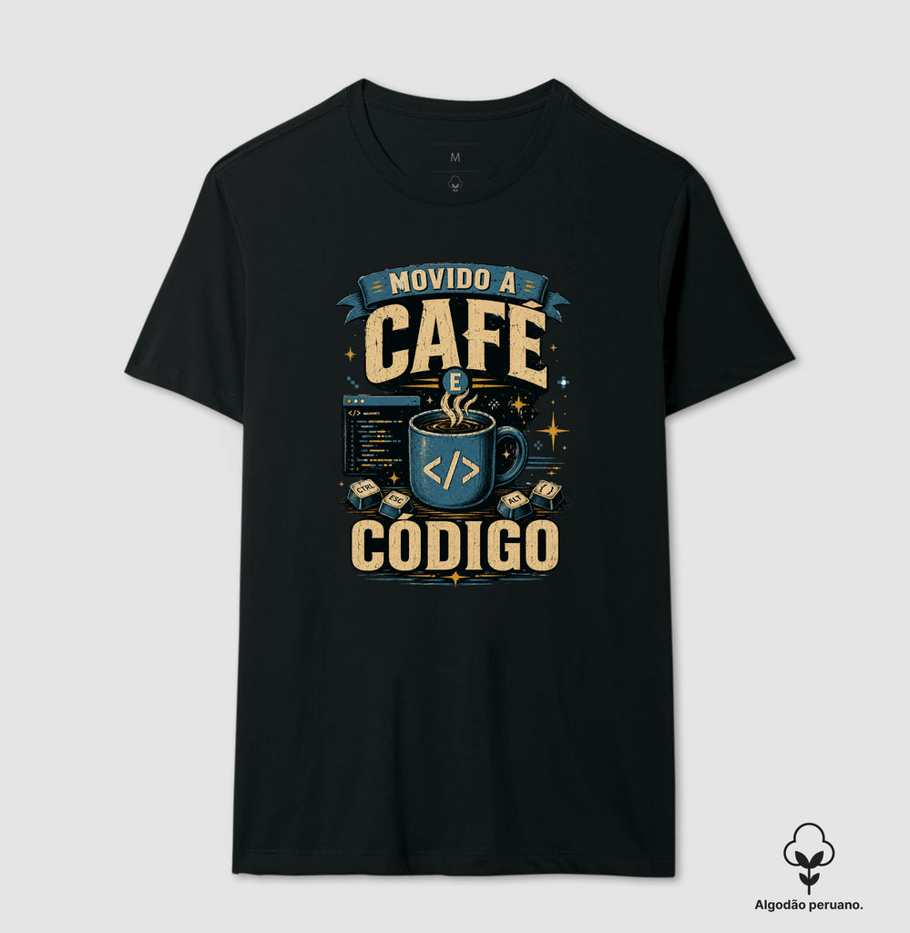 Camiseta Movido a Café e Código Algodão Peruano