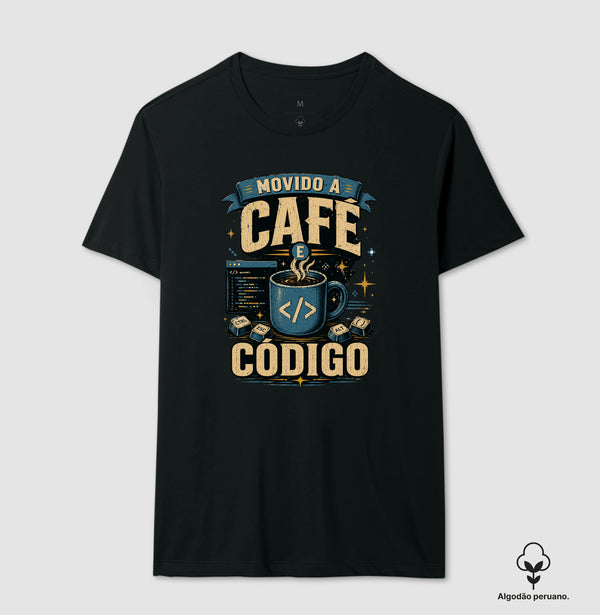 Camiseta Movido a Café e Código Algodão Peruano