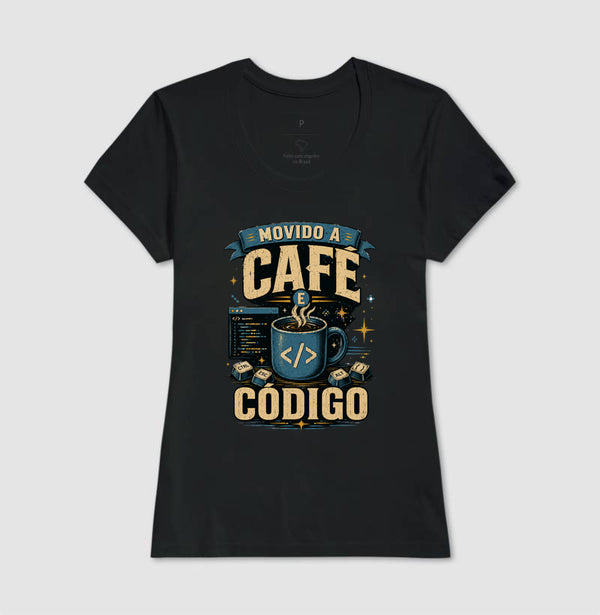 Camiseta Movido a Café e Código