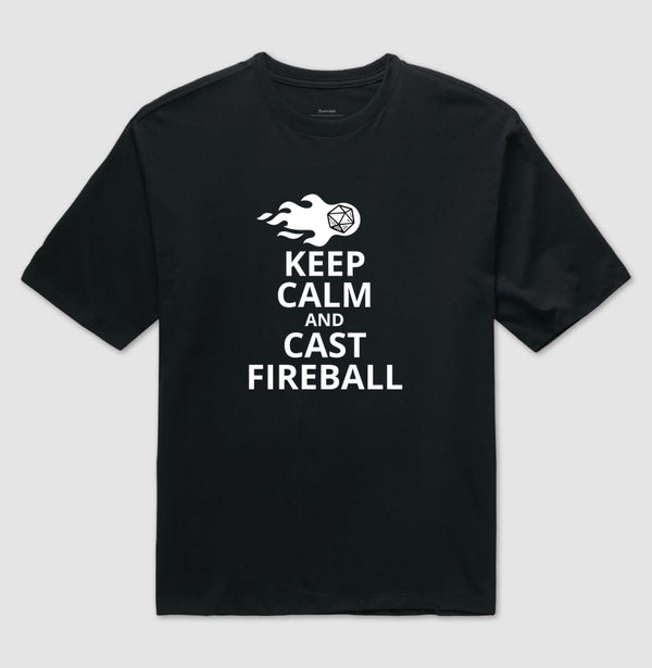 Camiseta RPG Keep Calm And Cast Fireball Oversized