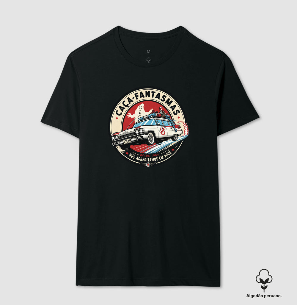 Camiseta Caça Fantasmas Nos Acreditamos em Você Algodão Peruano