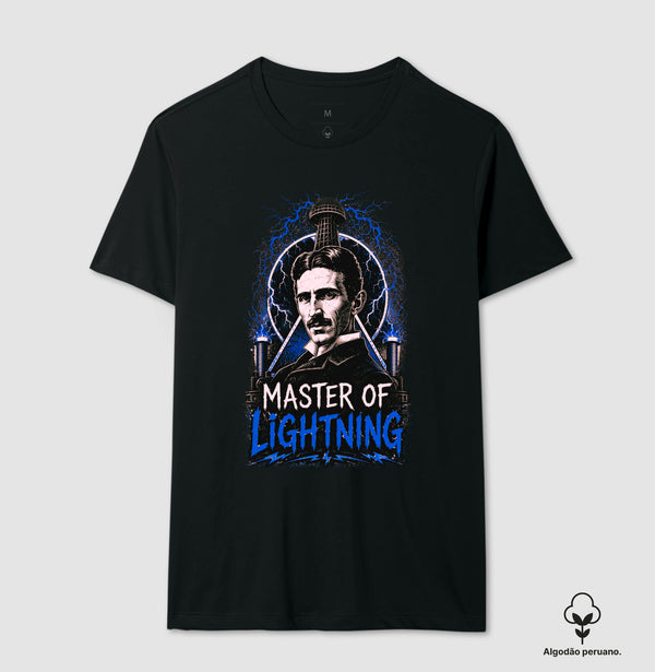 Camiseta Ciência Master Of Lightning Nikola Tesla Algodão Peruano