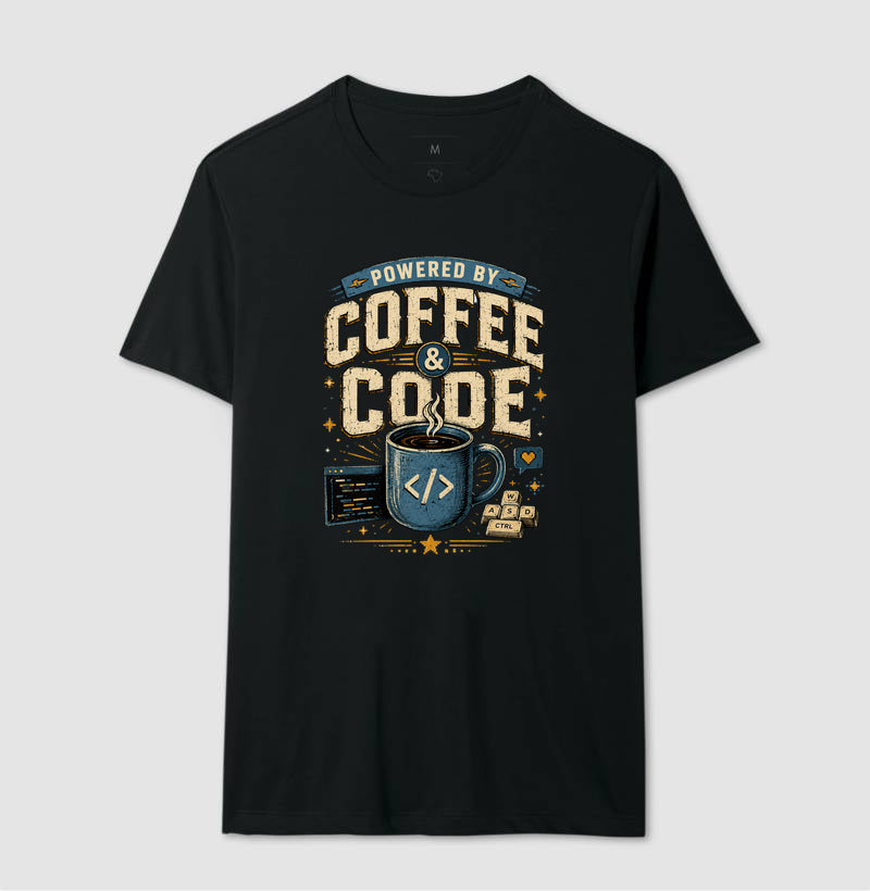 Camiseta Powered By Coffee & Code
