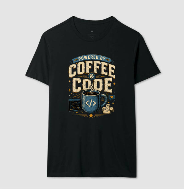 Camiseta Powered By Coffee & Code