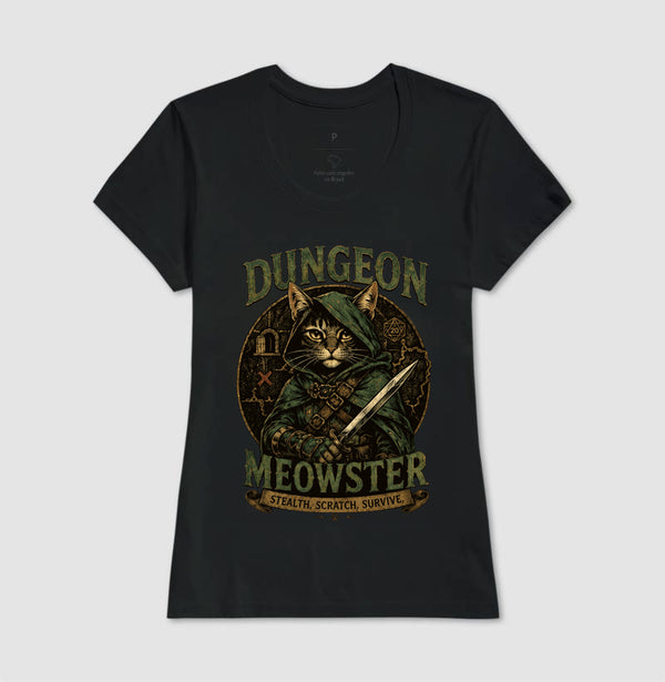 Camiseta RPG Dungeon Meowster Stealth, Scratch, Survive