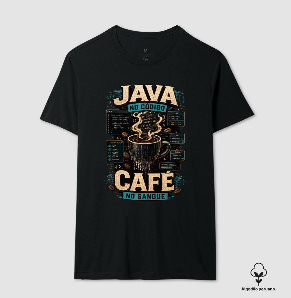 Camiseta Java No Código Café No Sangue Algodão Peruano