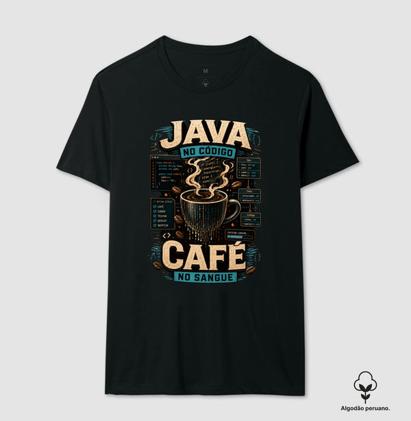 Camiseta Java No Código Café No Sangue Algodão Peruano