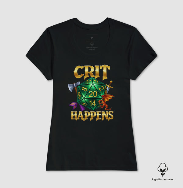 Camiseta RPG Crit Happens Algodão Peruano