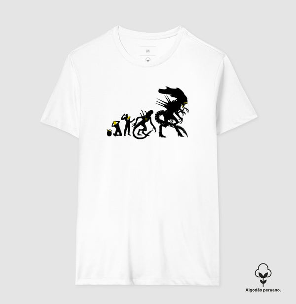 Camiseta Alien Stages Coleção Horror Espacial Algodão Peruano