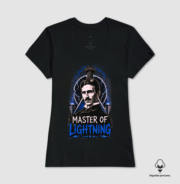 Camiseta Ciência Master Of Lightning Nikola Tesla Algodão Peruano