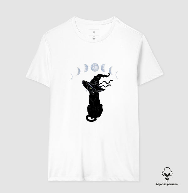 Camiseta  Gato Fases da Lua Algodão Peruano