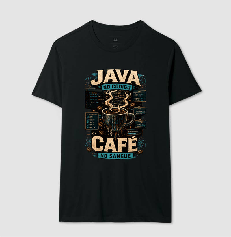 Camiseta Java No Código Café No Sangue