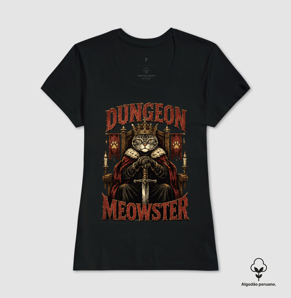 Camiseta RPG Dungeon Meowster Algodão Peruano