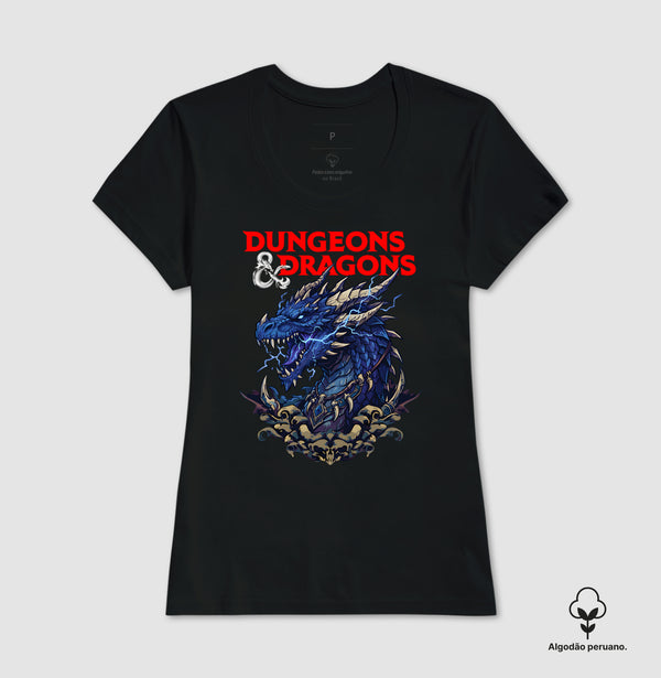 Camiseta Dungeons and Dragons Dragão Elétrico Algodão Peruano
