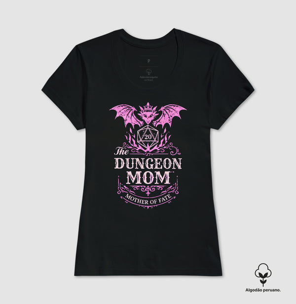 Camiseta RPG Dungeon Mom Mother Of Fate Algodão Peruano