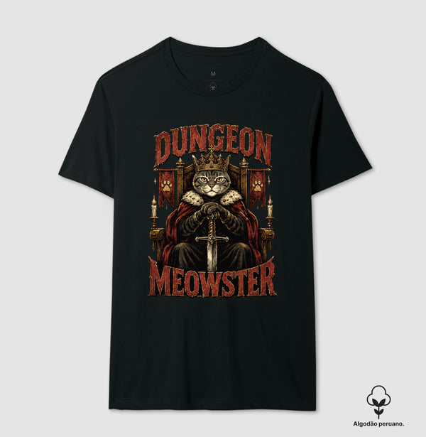 Camiseta RPG Dungeon Meowster Algodão Peruano
