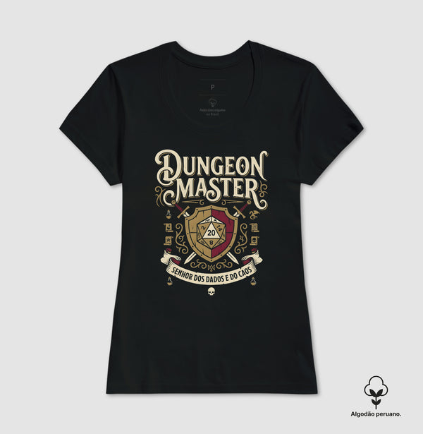 Camiseta RPG Dungeon Master Senhor Dos Dados e do Caos Algodão Peruano