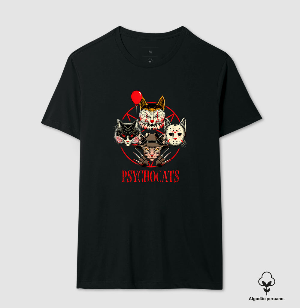 Camiseta Psychocats Algodão Peruano