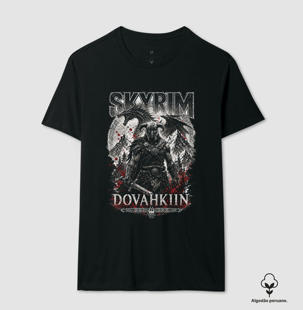 Camiseta Skyrim Dovahkiin Algodão Peruano