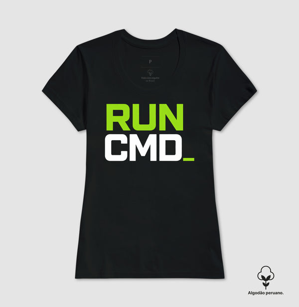Camiseta Programador RUN CMD Algodão Peruano