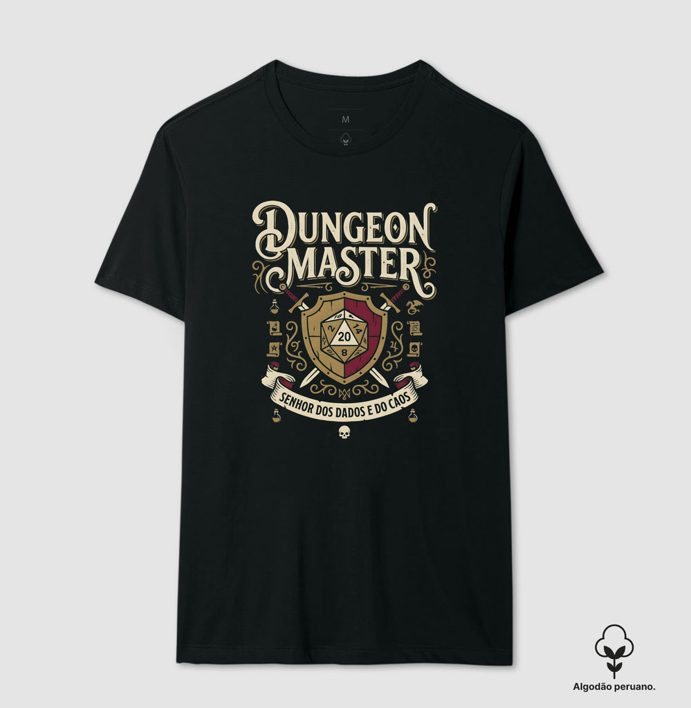 Camiseta RPG Dungeon Master Senhor Dos Dados e do Caos Algodão Peruano