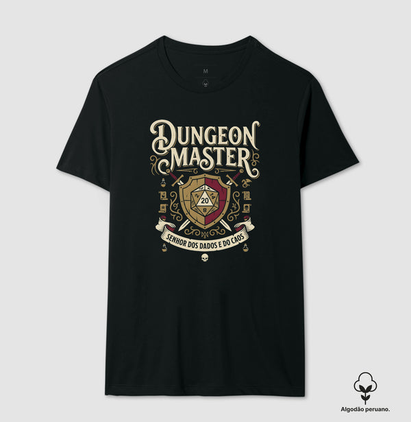 Camiseta RPG Dungeon Master Senhor Dos Dados e do Caos Algodão Peruano