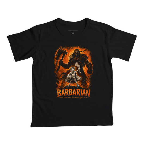 Camiseta Infantil RPG Pequeno Barbarian Vista Seu Universo Geek