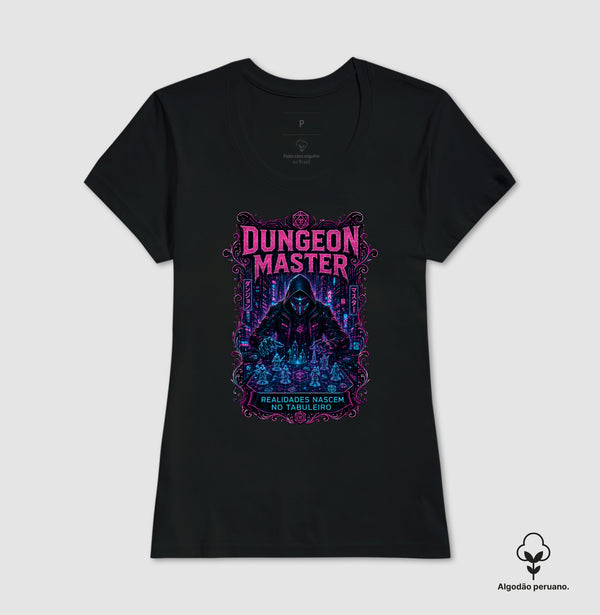 Camiseta RPG Dungeon Master Realidades Nascem No Tabuleiro Algodão Peruano