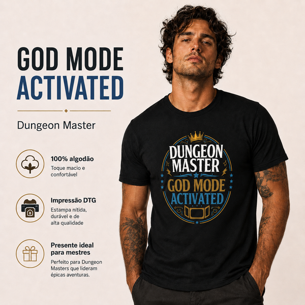 Camiseta RPG Dungeon Master God Mode Activated