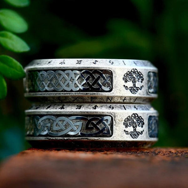 Anel Aliança Viking Yggdrasil Aço Inox Alta Qualidade