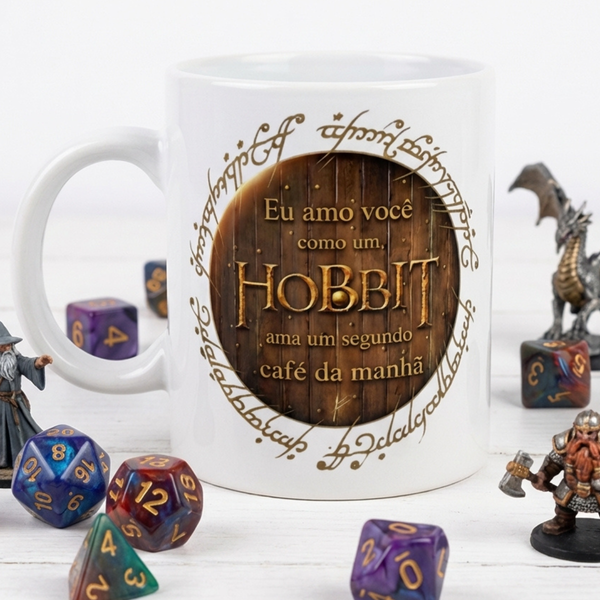 Caneca Hobbit Amo Você Como Um Segundo Café da Manhã Brown Presente Namorados