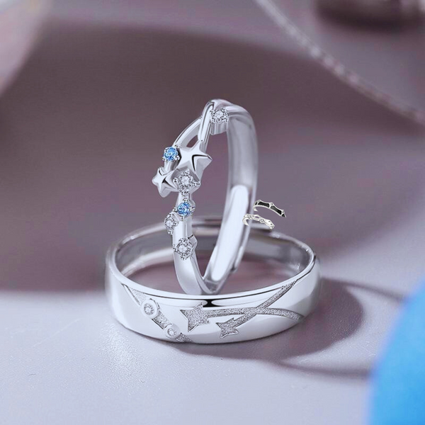 Alianças de Namoro Amor Estelar Prata 925 Esterlina