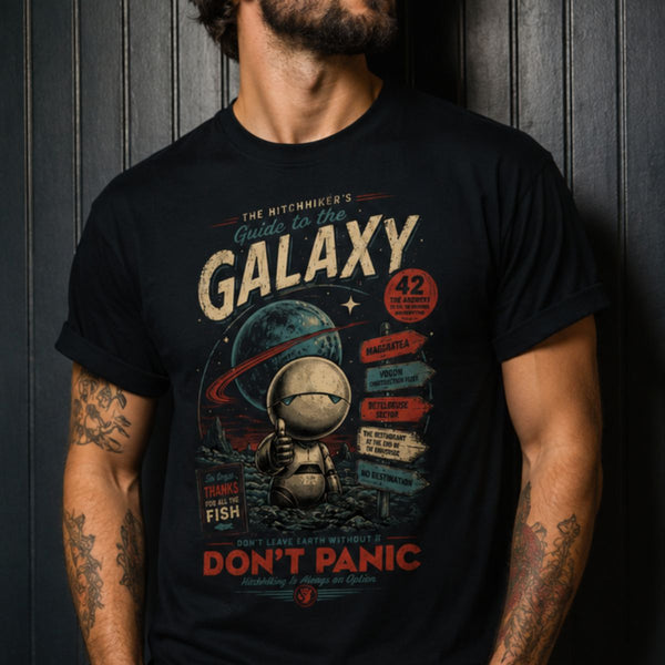 Camiseta Don't Panic O Guia do Mochileiro das Galáxias