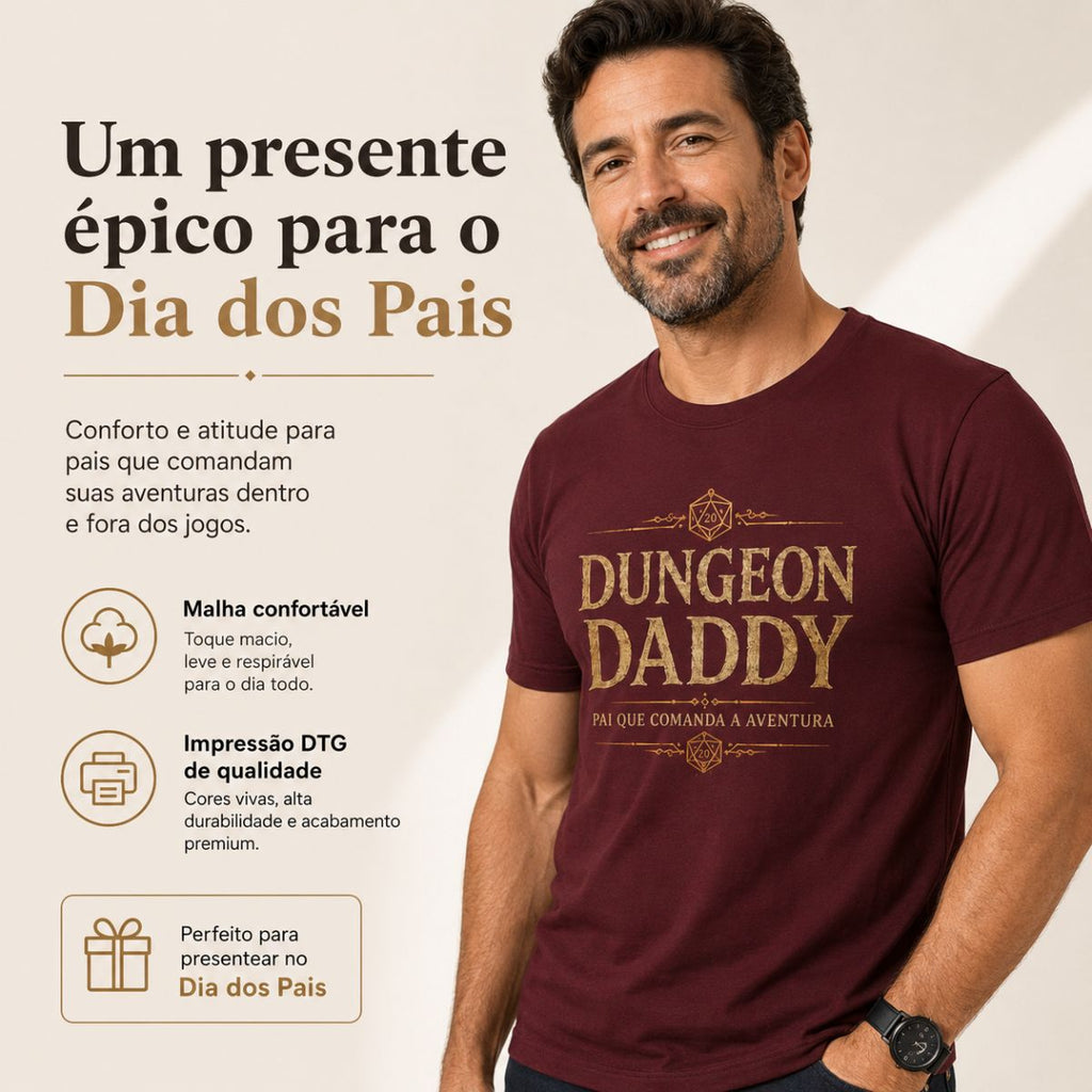 Camiseta RPG Dungeon Daddy Pai Que Comanda