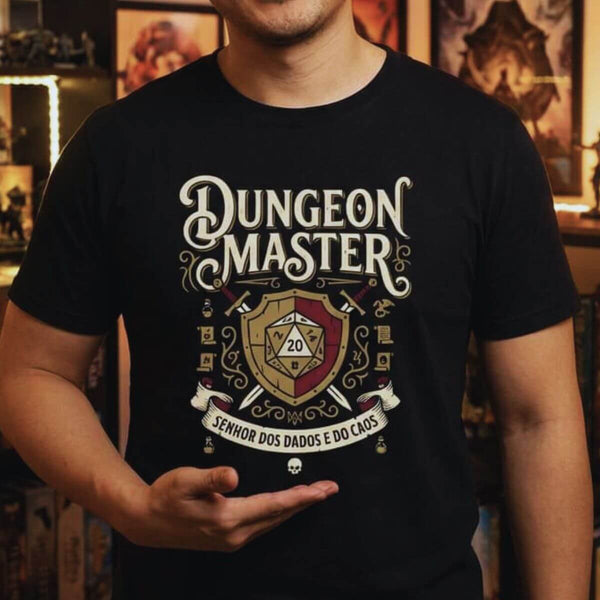 Camiseta RPG Dungeon Master Senhor Dos Dados e do Caos