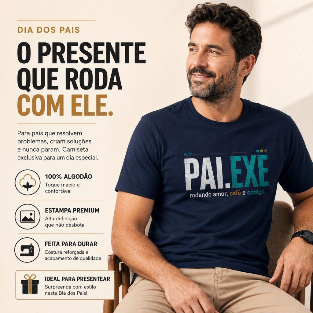 Camiseta Pai EXE Rodando Amor Café e Código #2