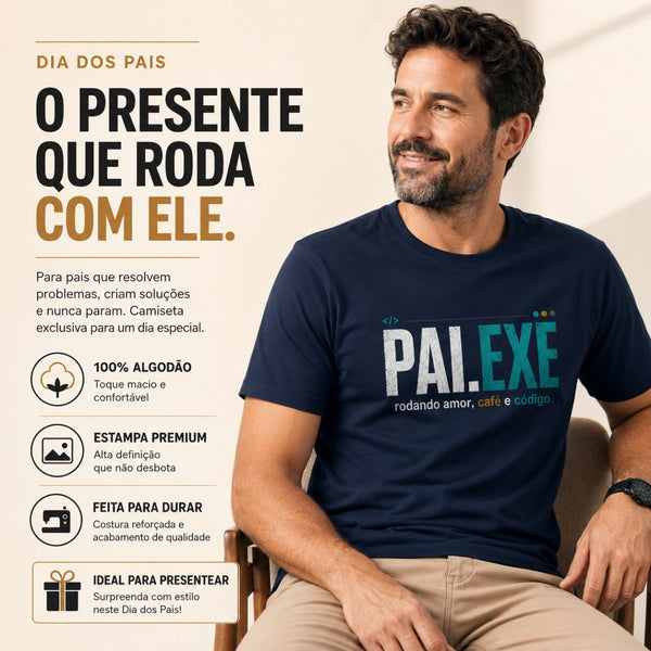 Camiseta Pai EXE Rodando Amor Café e Código #2