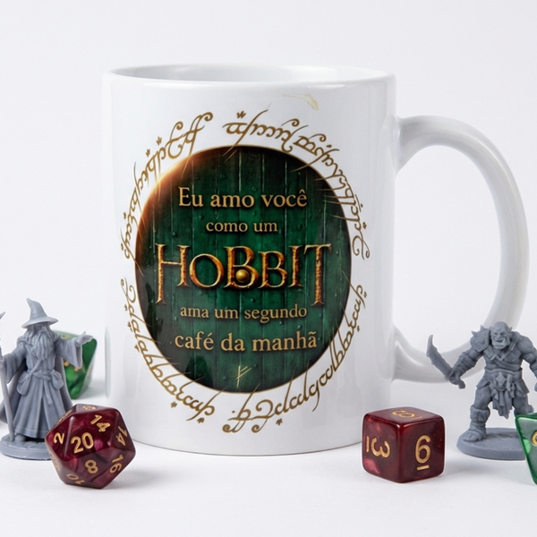 Caneca Hobbit Amo Você Como Um Segundo Café da Manhã Green Presente Namorados