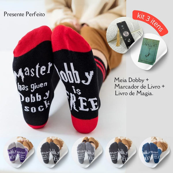 Meia Harry Potter Kit Presente Dobby is Free