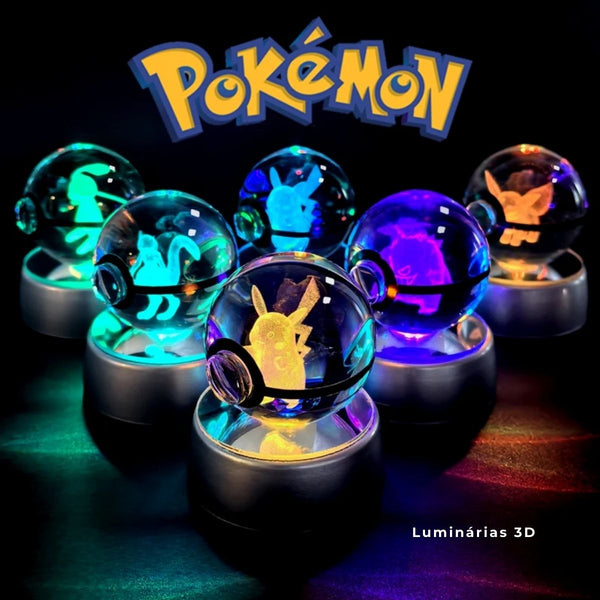 Luminária Pokémon Pokebola 3D Presente Pokémon