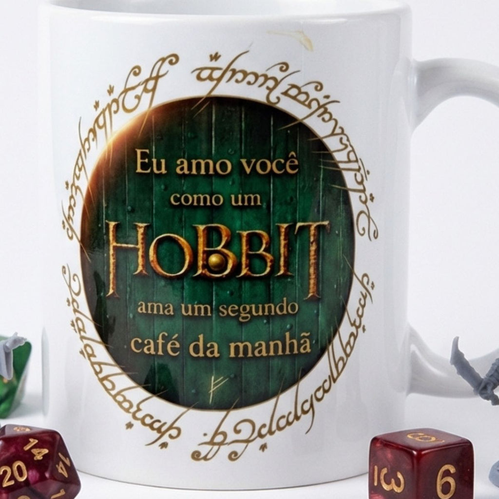 Caneca Hobbit Amo Você Como Um Segundo Café da Manhã Green Presente Namorados