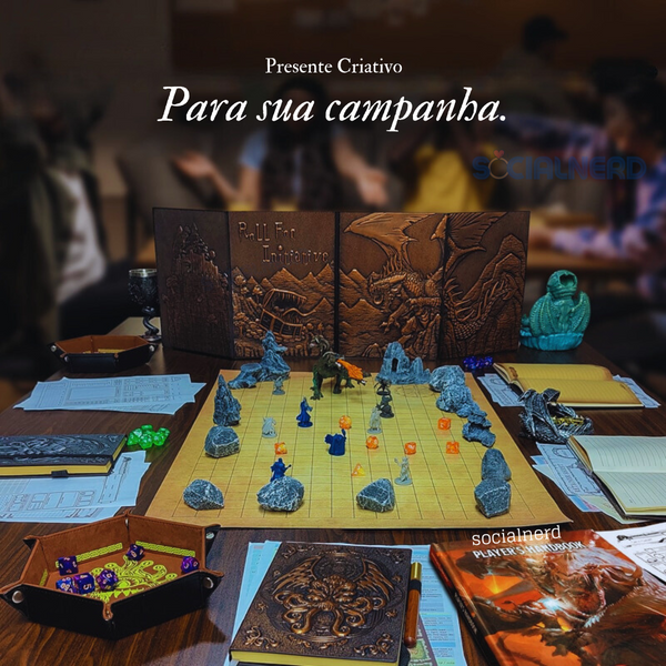 Bandeja de Dados Beholder Hexagonal de Couro RPG de Mesa - Socialnerd Presentes e Alianças Geek