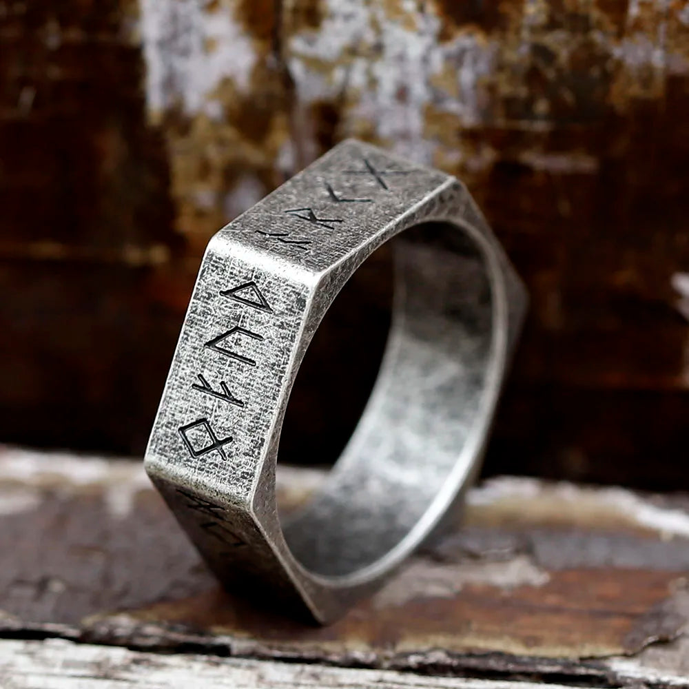 Anel Aliança Viking Runas Nórdicas