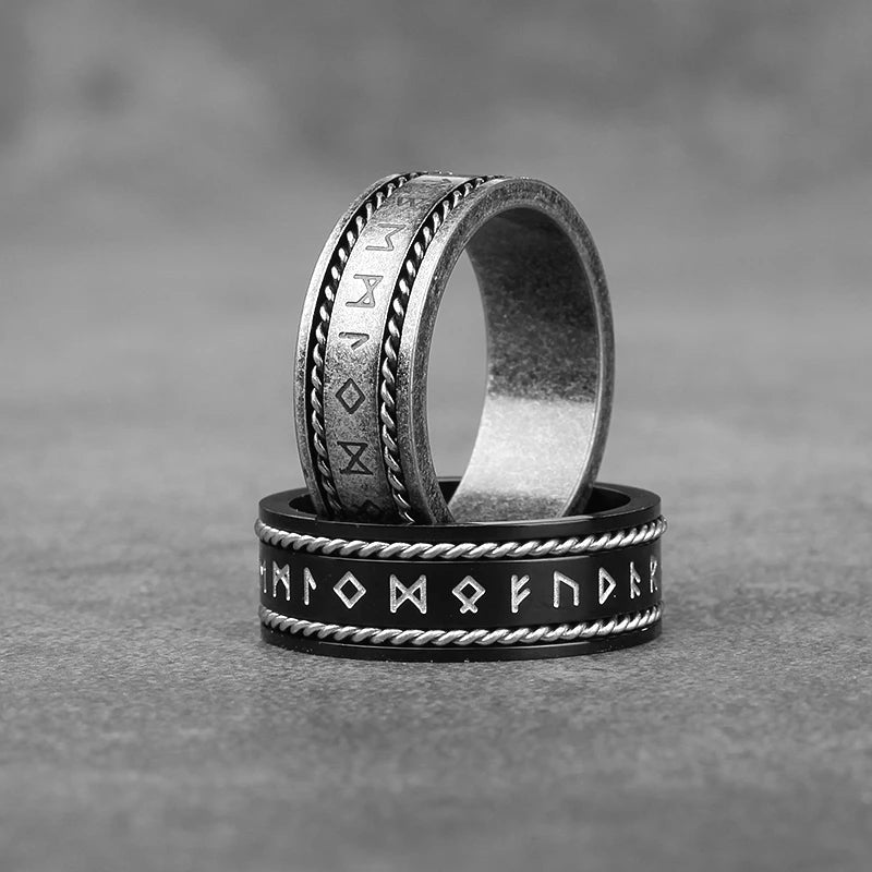 Anel Aliança Runas Viking Aço Inox