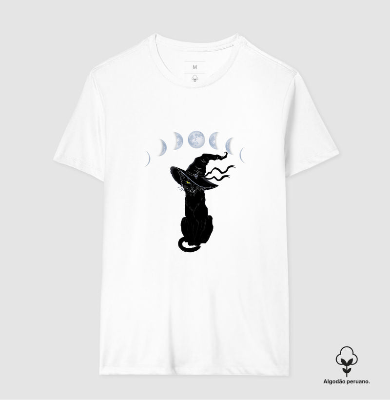 Camiseta Moletom Gato Fases da Lua Algodão Peruano